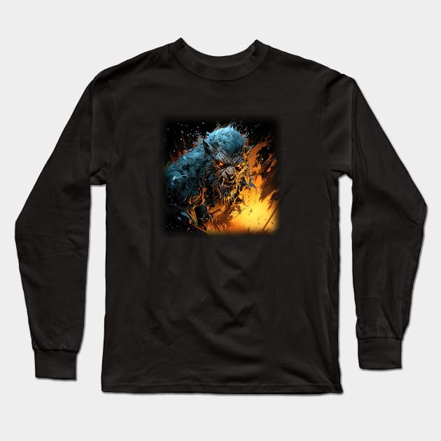 Angry Werewolf Long Sleeve T-Shirt by ZombieTeesEtc